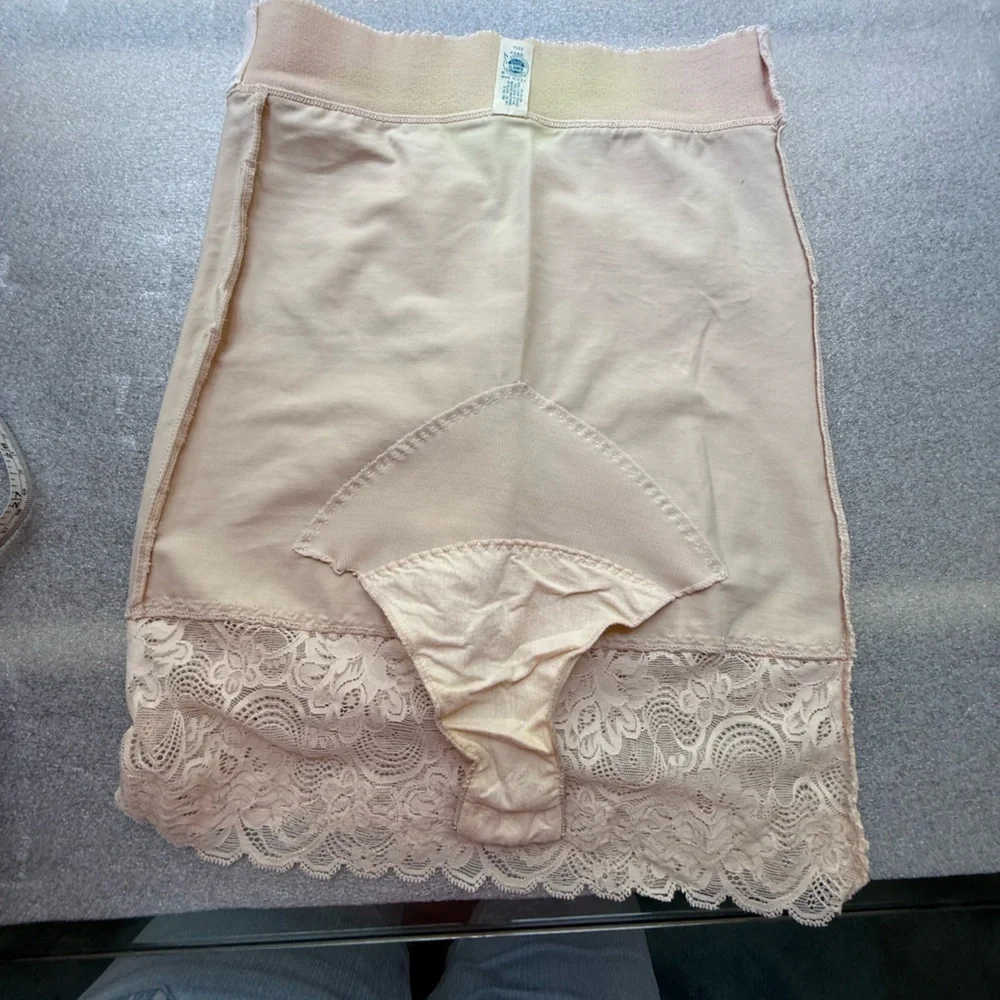 2/$16 Shaper Lace Trim Beige Slip with Panty